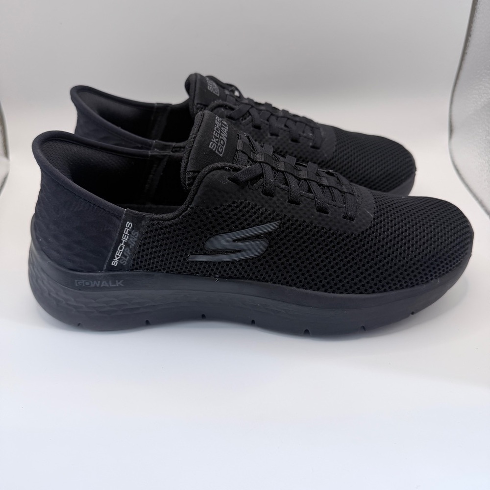 Skechers Black Mesh Go Walk Lace-Up Slip-Ons